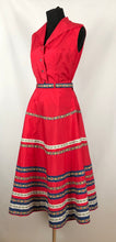 Load image into Gallery viewer, Original 1950s Red Cotton Patio Set - Bust 34" Waist 24"