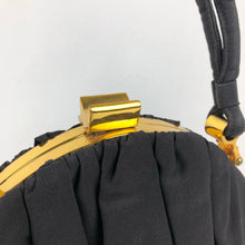 Load image into Gallery viewer, 1940s Black Grosgrain Bag with Gold Frame and Matching Purse - Made by Ingber