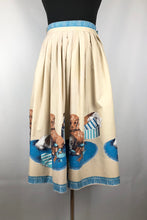 Load image into Gallery viewer, 1950s Novelty Print Puppy and Hat Border Print Skirt - Waist 23" 24" - Charming Piece