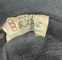 Load image into Gallery viewer, Absolutely Incredible Huge Black Straw Hat with Wonderful Flower Trim from the 1920's or 1930's *