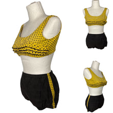 Load image into Gallery viewer, Original 1950's Black and Yellow Polka Dot Bikini - Bust 32 - Vintage Swimwear *