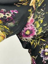 Load image into Gallery viewer, Original 1940s Black Floral Dress with Sweetheart Net Covered Neckline - Bust 36 38