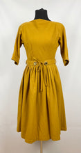 Load image into Gallery viewer, Original 1950s Lightweight Wool Dress with Original Belt in Mustard - Bust 34