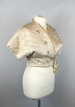 Load image into Gallery viewer, 1950s Cream Satin Quilted Bed Jacket by Harrods - B36