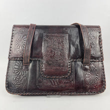 Load image into Gallery viewer, Original 1930's 1940's Beautiful Embossed Brown Leather Handbag