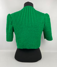 Load image into Gallery viewer, 1940's Reproduction Hand Knitted Bolero in Emerald Green - B36 37 38 39 40