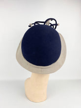 Load image into Gallery viewer, Original 1940s Blue and Grey Two Tone Felt Hat with Felt Trim - AS IS