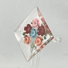 Load image into Gallery viewer, Original 1940s 1950s Reverse Carved Diamond Shaped Lucite Brooch with Cluster of Six Flowers *