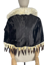 Load image into Gallery viewer, Original 1930's or 1940's Vintage White Ermine Evening Cape with Black and White Tails - Stunning Cape