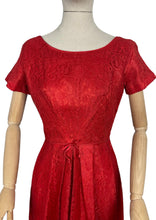 Load image into Gallery viewer, Fabulous Lipstick Red Vintage Lace Cocktail Dress with Front Bow - Bust 36