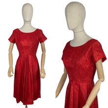 Load image into Gallery viewer, Fabulous Lipstick Red Vintage Lace Cocktail Dress with Front Bow - Bust 36