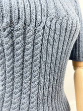 Load image into Gallery viewer, 1940's Reproduction Rib and Cable Knit Jumper in Soft Blue - Bust 36 38 40