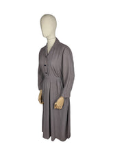 Load image into Gallery viewer, Original 1940's Brown and Pink Day Dress with Tie Belt and Glass Buttons - Bust 40"