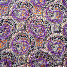 Load image into Gallery viewer, Original 1940's Pure Silk Scarf in Cadbury Purple with Bold Paisley Print