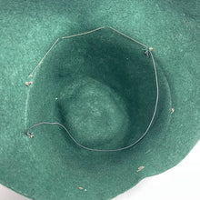 Load image into Gallery viewer, Original 1930's or 1940's French Forest Green Felt Hat with Leather Trim and Buckles