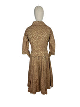Load image into Gallery viewer, Original 1950's Gold Dress and Jacket Set with Silk Embroidery - Bust 38"