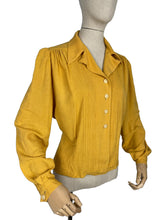 Load image into Gallery viewer, Original 1940’s True Volup Maxton Long Sleeved Crepe Blouse in Soft Mustard - Bust 40 42 44