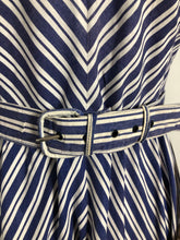 Load image into Gallery viewer, 1940s 1950s Navy and White Stripe Dress By Norman Hartnell for Berkertex - Bust 36 38