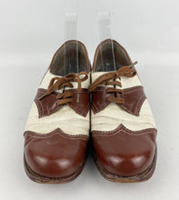 Load image into Gallery viewer, Original 1930's 1940's Two Tone Brown and Cream Leather Spectator Walking Shoes