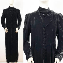 Load image into Gallery viewer, Original 1930s Black Cotton Velvet Opera Coat with Incredible Collar Detail - Bust 40 41 42