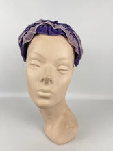 Load image into Gallery viewer, Original 1950's Two Tone Purple Feather and Velvet Half Hat