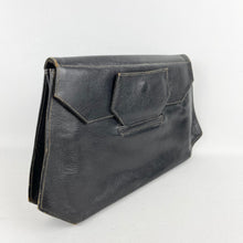 Load image into Gallery viewer, Original 1930's 1940's Black Leather Clutch Bag - Great Sized Piece