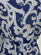 Load image into Gallery viewer, Wounded But Wearable Original 1940's Volup Two Tone Blue Summer Dress in Soft Linen - Much Loved - Bust 42 44