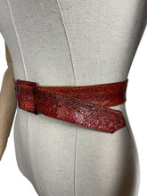 Load image into Gallery viewer, Original 1930's 1940's Red Snakeskin Belt - Waist 28 29 30 31 32