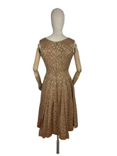Load image into Gallery viewer, Original 1950's Gold Dress and Jacket Set with Silk Embroidery - Bust 38"