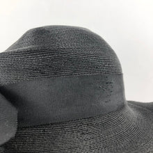 Load image into Gallery viewer, 1930s Black Straw Hat with White Celluloid Trim