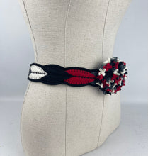 Load image into Gallery viewer, 1940's Style Felt Belt in Black, White, Grey and Red Made From a 1941 Pattern Using Pure Wool Felt - Waist 28.5"
