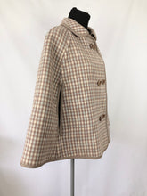 Load image into Gallery viewer, Vintage Wool Cape in Duck Egg Blue and Milk Chocolate Brown Check - Bust 34 36 38
