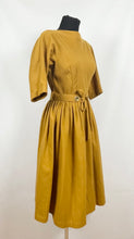 Load image into Gallery viewer, Original 1950s Lightweight Wool Dress with Original Belt in Mustard - Bust 34