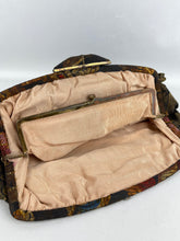 Load image into Gallery viewer, Original 1920's or 1930's Black Bag with Silk Embroidery in Gold and Jewel Tones