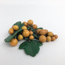 Load image into Gallery viewer, 1940s Big Bakelite Brooch of Grapes on a Vine