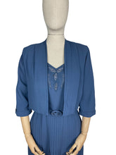 Load image into Gallery viewer, Original 1940's Blue Crepe Dress and Jacket Set with Lace Front and Belt - Bust 36 37