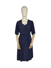 Load image into Gallery viewer, Original 1940's Volup Navy and White Polka Dot Crepe Day Dress - Bust 42 44