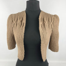 Load image into Gallery viewer, 1940's Reproduction Hand Knitted Bolero in Mocha Brown - B34 36 38 40