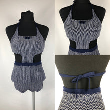 Load image into Gallery viewer, Original 1930s Navy and White Chevron Stripe Woollen Swimsuit - Bust 34 36