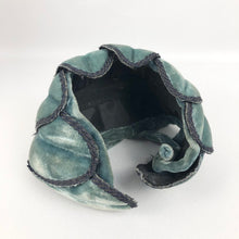 Load image into Gallery viewer, 1950s Blue Cotton Velvet Petal Half Hat with Wired Frame