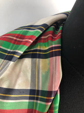 Load image into Gallery viewer, Original 1950s Artificial Silk Tartan Scarf in Red, Black, Green and Cream - Would Make a Great Headscarf