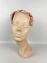 Load image into Gallery viewer, Original 1950's Pink Half Hat with Tiny Leaves