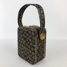 Load image into Gallery viewer, Original 1940s or 1950s Black and Gold Box Bag with Cigarette Case by Lin Bren