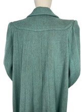 Load image into Gallery viewer, Original 1940’s CC41 True Volup Wartime Coat in Turquoise and Brown Tweed - Bust 44 46