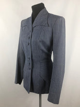 Load image into Gallery viewer, 1940s Blue and White Herringbone Stripe Wool Jacket - B38