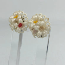 Load image into Gallery viewer, 1950s Plastic Flower Clip On Earrings