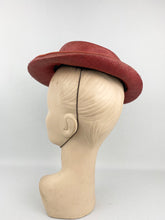 Load image into Gallery viewer, Original 1940s Rusty Red Summer Straw Hat with Fruit and Leaves Trim