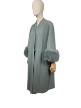 Load image into Gallery viewer, Absolutely Beautiful Original  Green 1950's Coat with Huge Faux Fur Cuffs - Bust 42 44 46