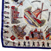 Load image into Gallery viewer, Vintage Artificial Silk Scarf with Tulips and Tourist Attractions - Holland Tourist Piece - Great Turban or Headscarf