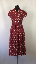 Load image into Gallery viewer, 1940s 1950s Marie Moore Red & White Polka Dot Grosgrain Silk Dress - B32